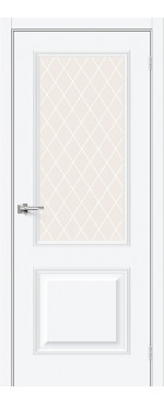 Дверь межкомнатная ПЭТ Классик-13 White Silk / White Сrystal