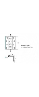 Петля дверная универсальная Palladium N 401-4" PB, Золото