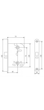 Замок врезной Palladium L 004 SB, Матовое золото