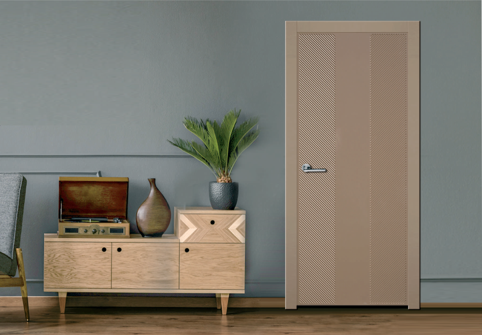 Рифленая дверь в кухонном интерьере