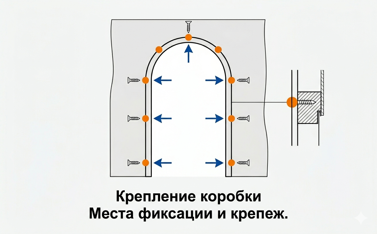 Замер высоты арки рулеткой по центру дуги